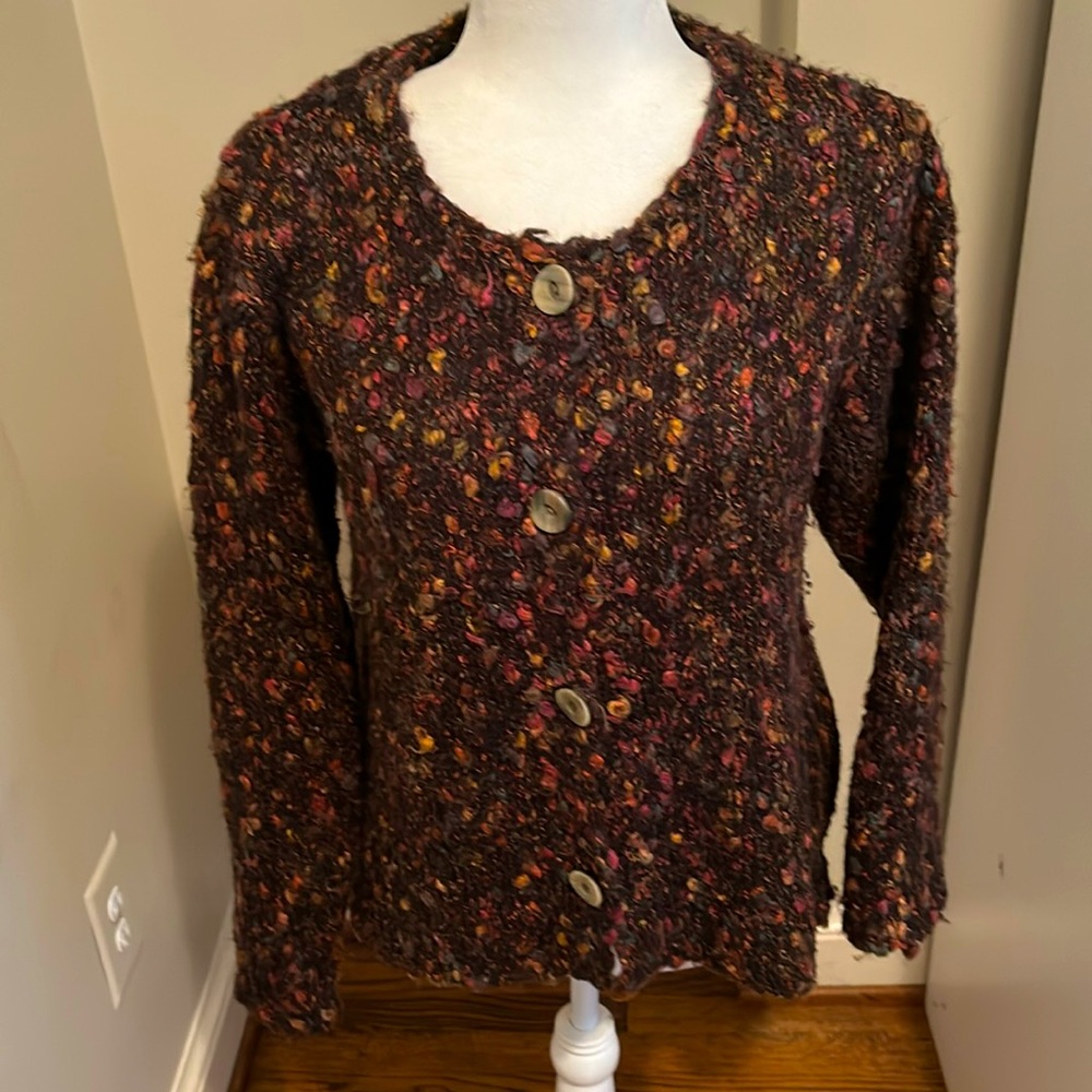 Alps acrylic/polyester/alpaca/mohair blend button front cardigan. From Cabela.